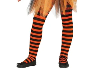 RAJSTOPKI DZIECIĘCE W PASKI CZARNO-POMARAŃCZOWE - Rajstopy dziecięce - miniaturka - grafika 1