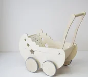 Wózki dla lalek - WÓZEK DLA LALEK falbana trzy gwiazdki - miniaturka - grafika 1