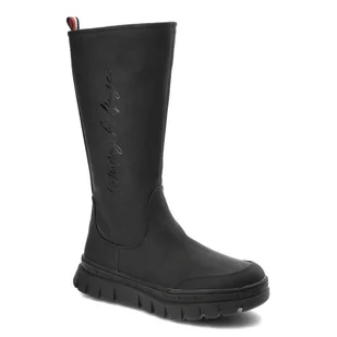 Czarne Kozaki Tommy Hilfiger Modne Buty Damskie - Kozaki damskie - miniaturka - grafika 1