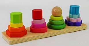 Sorter Kształty Układanka Piramidka Drewniana Hit - Sortery dla dzieci - miniaturka - grafika 1