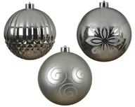 Bombki - Duża bombka plastikowa 14cm dekorowana zdobiona na choinkę Srebrny - miniaturka - grafika 1