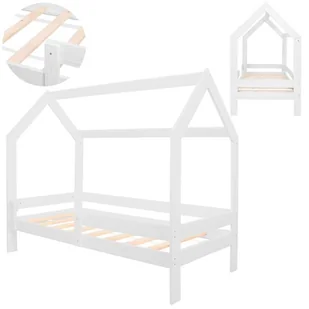 Łóżko dla dzieci domek 160x80 cm drewniany stelaż - Łóżka dla dzieci i młodzieży - miniaturka - grafika 1