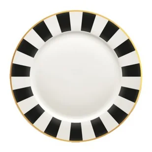 Talerz deserowy RIBS 15 cm pasy biało-czarny - Talerze - miniaturka - grafika 1