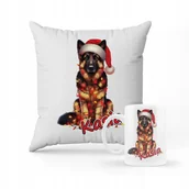 Gadżety dla niej i dla niego - ZESTAW PODUSZKA + KUBEK Owczarek święta + IMIĘ 2 - miniaturka - grafika 1