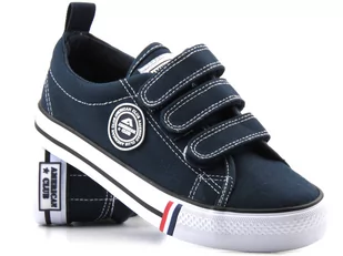 Trampki dziecięce, młodzieżowe na rzepy - AMERICAN CLUB LH 71/22 / LH 59/22 LH 60/22, granatowe - Buty dla dziewczynek - miniaturka - grafika 1
