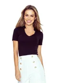 Bluzki damskie - Damska bluzka z kołnierzykiem czarna Eldar r.XL - miniaturka - grafika 1