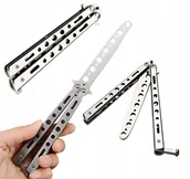 Noże - NÓŻ TRENINGOWY MOTYLKOWY TĘPY MOTYLEK SREBRNY - miniaturka - grafika 1