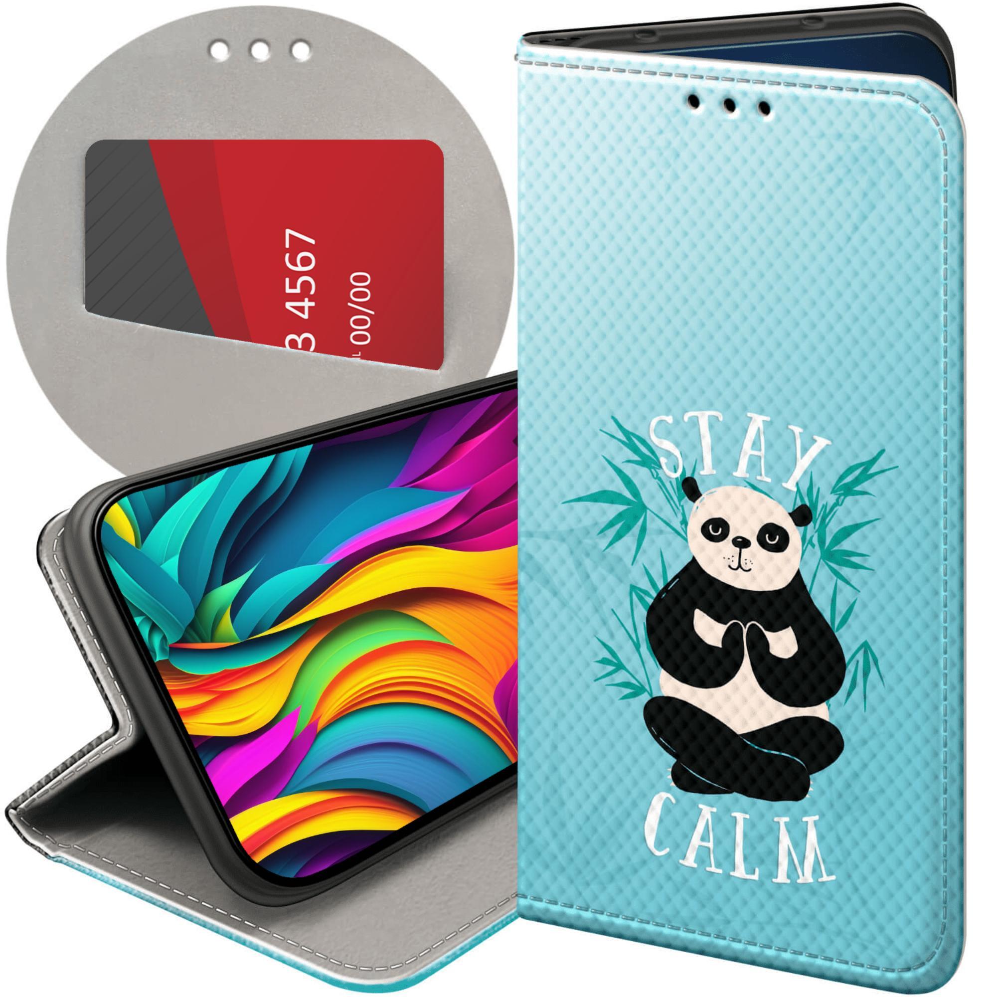 ETUI Z KLAPKĄ DO SAMSUNG GALAXY A22 5G WZORY PANDA BAMBUS PANDY FUTERAŁ