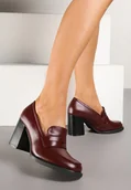 Półbuty damskie - Bordowe Półbuty na Słupku Keria - miniaturka - grafika 1