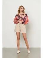 Bluzki damskie - Co Woman Bluzka "Acha" w kolorze jasnoróżowo-bordowym - miniaturka - grafika 1