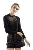 Bluzki damskie - Eldar Tita elegancka Bluzka ze stójką czarna XL - miniaturka - grafika 1