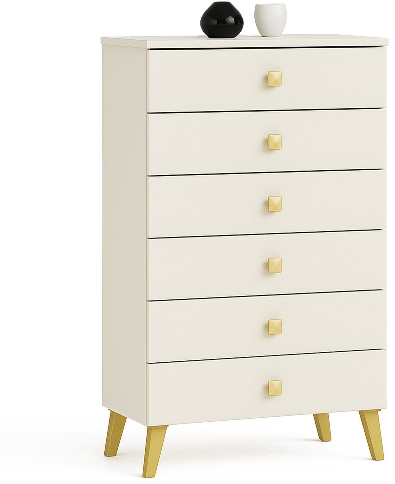 Fabryka Mebli Akord Komoda do salonu MOBI 60 cm 6 szuflad szafka glamour - kaszmir złoty