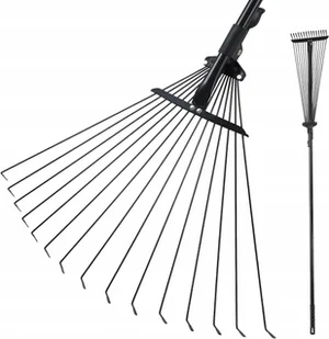 GRABIE OGRODOWE UCHWYT TELESKOPOWY 180CM REGULOWANIE 18-63CM Z 15 ZĘBAMI - Grabie i motyki - miniaturka - grafika 1