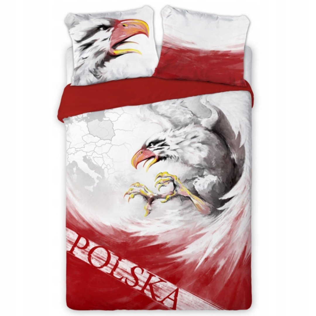 Pościel Polska Orzeł 160x200 2x70x80 Biało Czerwona Komplet Na Zamek