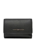 Portfele - Tommy Hilfiger Portfel damski Logotape Trifold AW0AW17477 Czarny - miniaturka - grafika 1