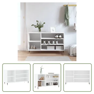The Living Store Stojak na buty Biały 102x36x60 cm Materiał drewnopochodny - Szafki na buty - miniaturka - grafika 1