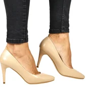 Czółenka - DAMSKIE CZÓŁENKA NA SZPILCE SERGIO LEONE 1396 COFFEE BEŻOWE - miniaturka - grafika 1