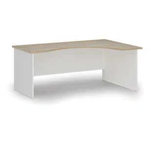 Biurko narożne PRIMO WHITE, 1800 x 1200 mm, prawe, biały/dąb naturalny - Biurka - miniaturka - grafika 1