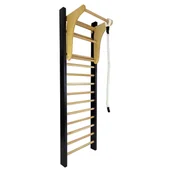 Wyposażenie sportowe i gimnastyczne - Drabinka gimnastyczna Leon 220 x 80 cm czarna + drążek + lina UNDERFIT - miniaturka - grafika 1