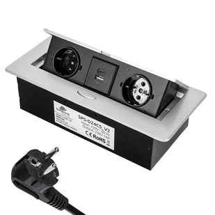Gniazdo Blatowe Otwierane Spacetronik Sps-D24Cs V2 Elegancki i Nowoczesny design ładowarka do smartfona - Gniazdka elektryczne - miniaturka - grafika 1