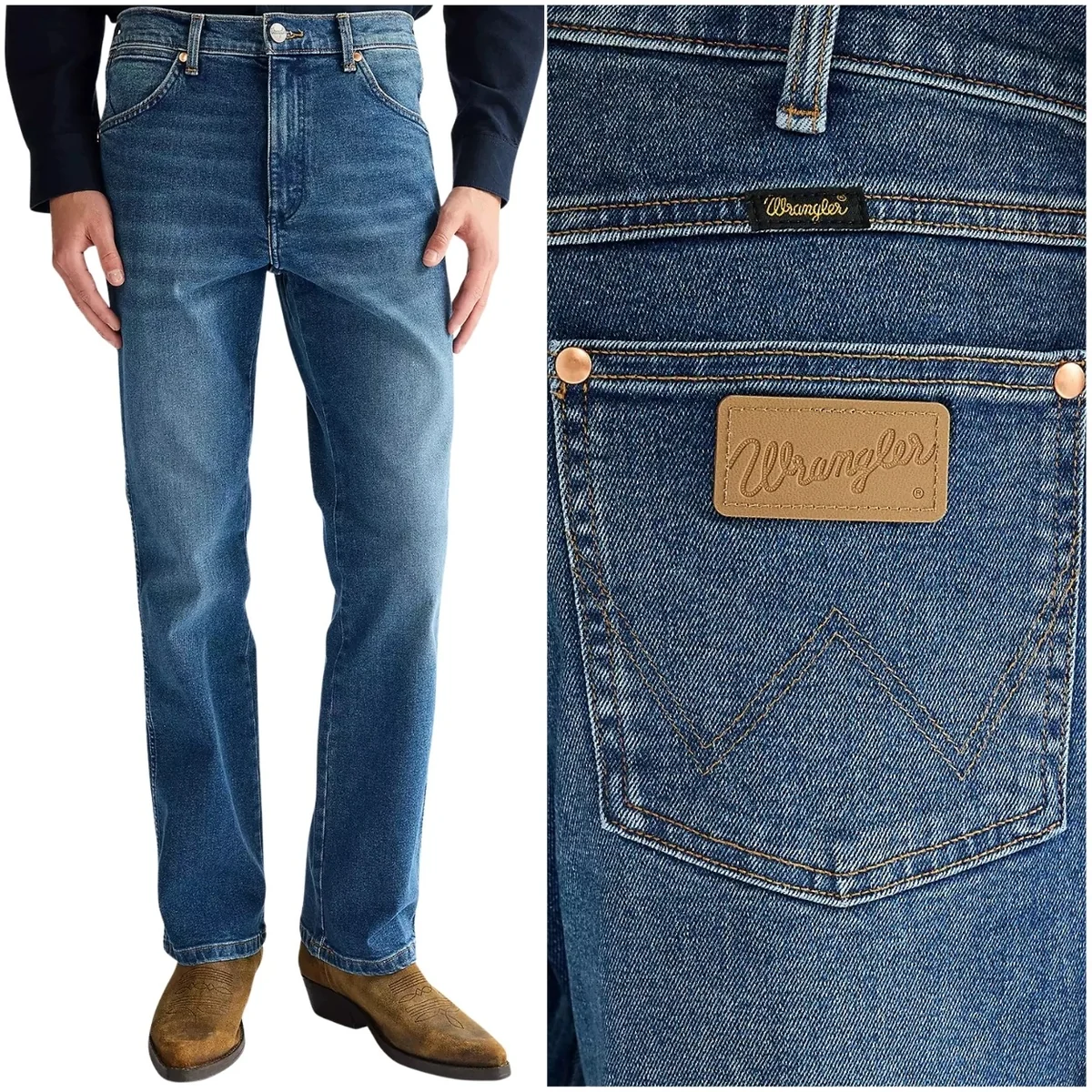 Wrangler Wrancher bootcut Old Habits rozszerzane spodnie jeansowe W31 L32