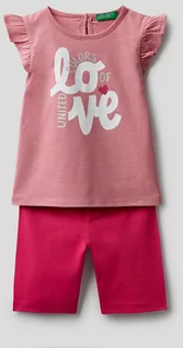 Koszulki dla dziewczynek - Benetton 2-częściowy zestaw w kolorze różowym - grafika 1