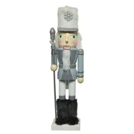 Ozdoby bożonarodzeniowe - Figurka drewniana dziadek do orzechów 11 x 8,5 x 38 cm szary - miniaturka - grafika 1