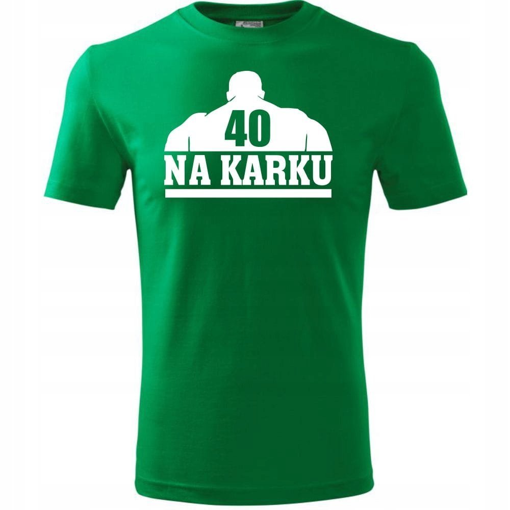 Męska Koszulka z Nadrukiem 40 na karku na Prezent Urodzinowy dla Niego zielony 4XL