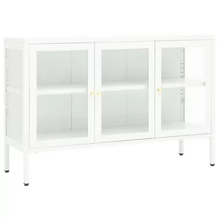vidaXL Szafka boczna biała 105x35x70 cm stal i szkło 336068 - Komody - miniaturka - grafika 1