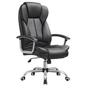 Fotele i krzesła biurowe - SONGMICS Songmics OBG57B fotel biurowy ze sztucznej skóry PU, kolor: czarny - miniaturka - grafika 1