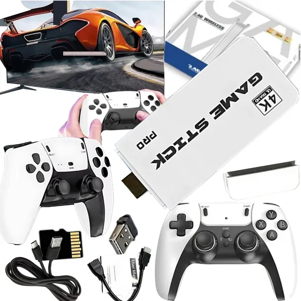 Konsola Do Gier Retro Game Stick Pro Nowość 2025r Hdmi 2 Pady Menu Pl 64 Gb