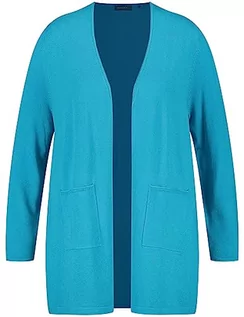 Swetry damskie - Samoon Damski długi kardigan z długim rękawem kurtka dzianinowa kardigan jednokolorowy, River Blue, 46 Duże Rozmiary - grafika 1