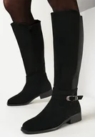 Kozaki damskie - Czarne Kozaki Muszkieterki z Ozdobnym Paskiem Vambra - miniaturka - grafika 1