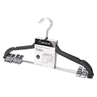 Wieszaki do szafy - Wieszak flokowany z klipsami Pablo 3 sztuki ciemnoszary - miniaturka - grafika 1