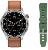 Smartwatch - GlacierX Noir + Pasek GX-N244 Brązowy, Zielony - miniaturka - grafika 1