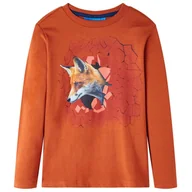 Moda i Uroda OUTLET - Koszulka dziecięca z długimi rękawami, z lisem, jasnordzawa, 116 - miniaturka - grafika 1