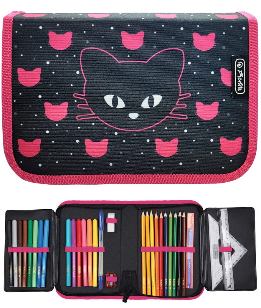Piórnik Herlitz Black Cat Z Wyposażeniem – 31 Elementów