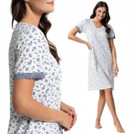 Bielizna nocna - WYGODNA LEKKA BAWEŁNIANA KOSZULA NOCNA DAMSKA KRÓTKI RĘKAW HALKA MORAJ 4XL PATT 1 - miniaturka - grafika 1