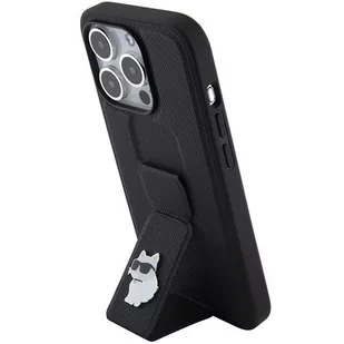 Etui Karl Lagerfeld KLHCP15LGSACHPK iPhone 15 Pro czarny/black hardcase Gripstand Saffiano Choupette Pins - Etui i futerały do telefonów - miniaturka - grafika 3