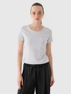 Koszulki i topy damskie - 4F T-shirt slim gładki damski - szary XS - miniaturka - grafika 1