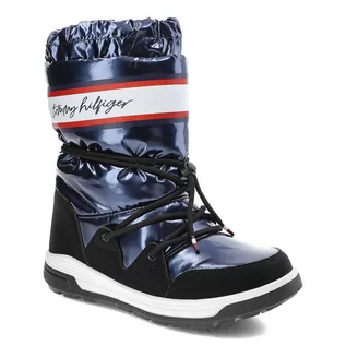 Śniegowce damskie - Granatowe Śniegowce Tommy Hilfiger Damskie Buty - grafika 1