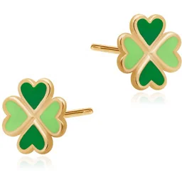 Srebrne Kolczyki 925 Złocone Koniczynki Grawer - Pamiątka Pierwszej Komunii Świętej - miniaturka - grafika 1