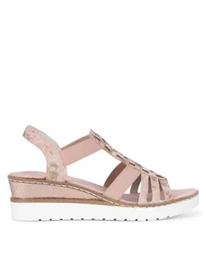 Rieker Sandały V3822-31 Różowy - Sandały damskie - miniaturka - grafika 1