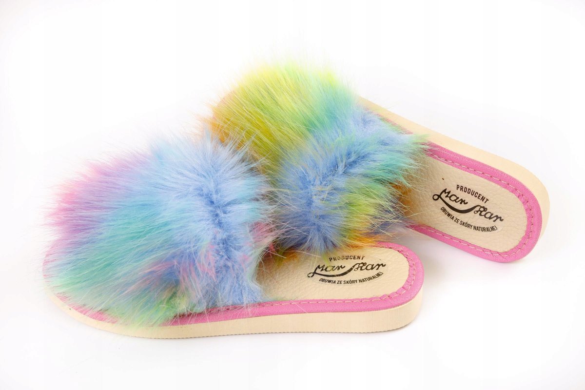 Kolorowe kapcie dziecięce z futerkiem,NOWOŚĆ 25-35