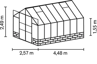 VITAVIA szklarnia ogrodowa Cassandra 11500, czarna - (11,5 m2; 2,57 x 4,48 m) + szkło hartowane - Szklarnie ogrodowe - miniaturka - grafika 3