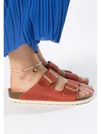 Klapki i japonki damskie - BAYTON Skórzane klapki "Atlas" w kolorze czerwonym - miniaturka - grafika 1