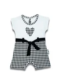 Kombinezony dla dzieci - Niemowlęcy rampers z sercem w pepitkę biały Nicol,r.74 - miniaturka - grafika 1