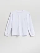 Bluzki dla chłopców - Reserved - Bawełniany longsleeve - biały - miniaturka - grafika 1