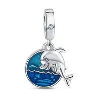 Wisiorki - Zawieszka SREBRO 925 Charms koralik do PANDORA Delfin Morze - miniaturka - grafika 1