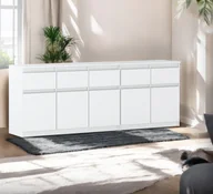 Komody - Komoda Biała Połysk 6 Szuflad Nowoczesna 200cm Pojemna Szafka Młodzieżowa - miniaturka - grafika 1